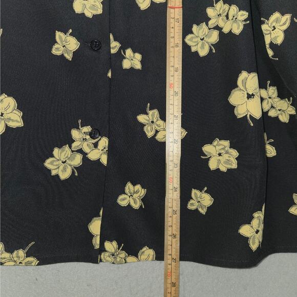 Vtg Rena Rowan for Saville Women 16 Floral Button Up Top Black Career Casual - Picture 7 of 10